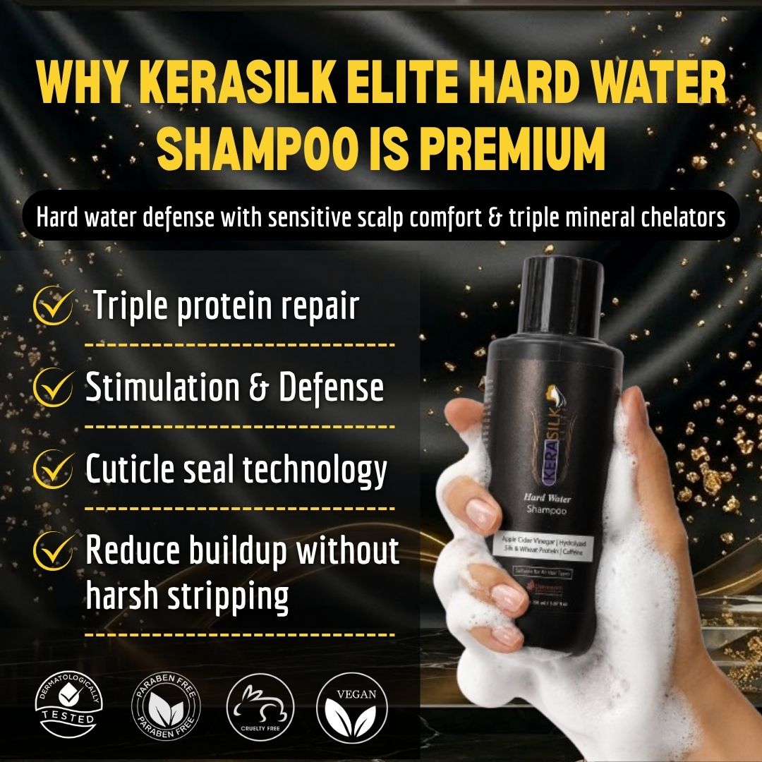 KERASILK ELITE Hard Water Shampoo – Sulfate-Free Chelating Shampoo for Mineral Buildup, Colour-Treated Hair & Frizz | 150ml - Dermazen Pharmaceuticals