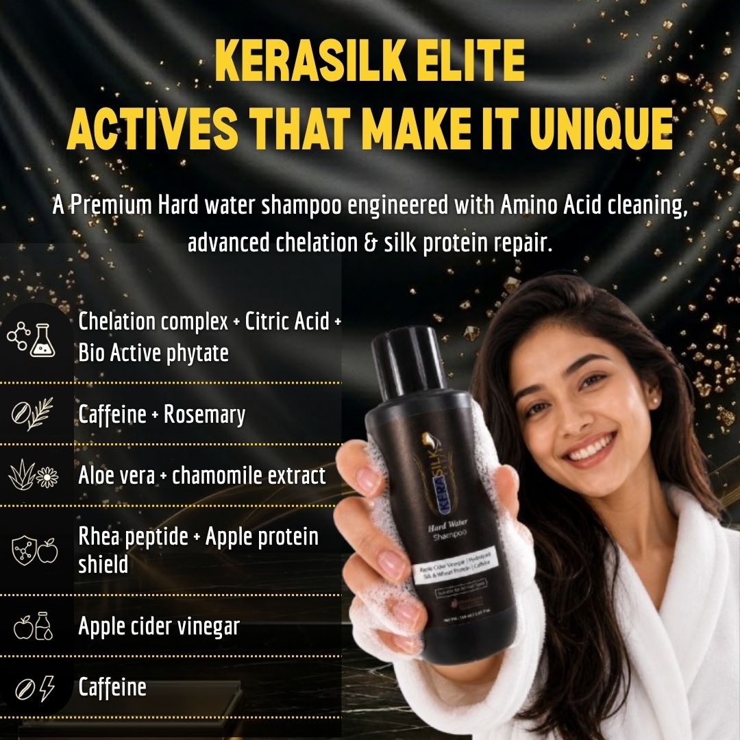 KERASILK ELITE Hard Water Shampoo – Sulfate-Free Chelating Shampoo for Mineral Buildup, Colour-Treated Hair & Frizz | 150ml - Dermazen Pharmaceuticals